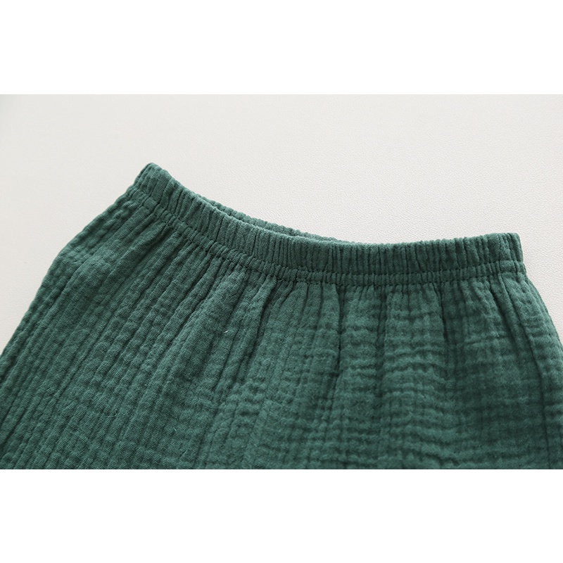 Bộ Áo Cotton Lanh Ngắn Tay + Quần Short Linen Màu Trơn Phong Cách Mùa Hè Mới Cỡ 80-120cm Cho Bé