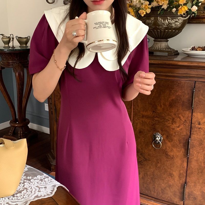 Đầm Cổ Lá Sen Dáng Ôm Chiết Eo Kiểu Pháp Thời Trang Mùa Hè Sang Trọng Cho Nữ