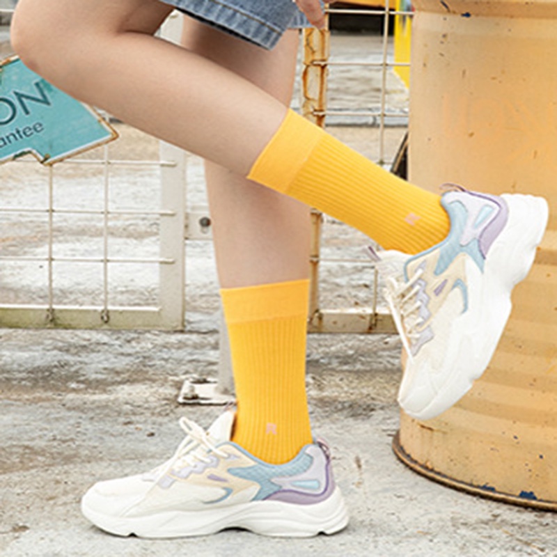 Vớ Cotton Cổ Cao Màu Trơn Khử Mùi Thời Trang Mùa Xuân Hàn Quốc Mới Cho Nữ