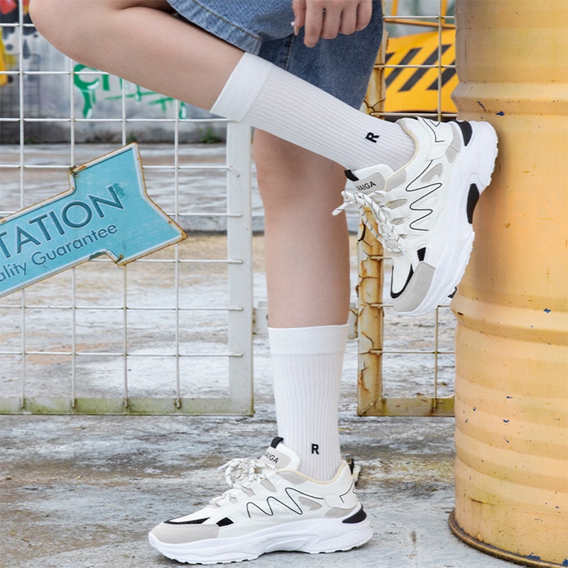 Vớ Cotton Cổ Cao Màu Trơn Khử Mùi Thời Trang Mùa Xuân Hàn Quốc Mới Cho Nữ