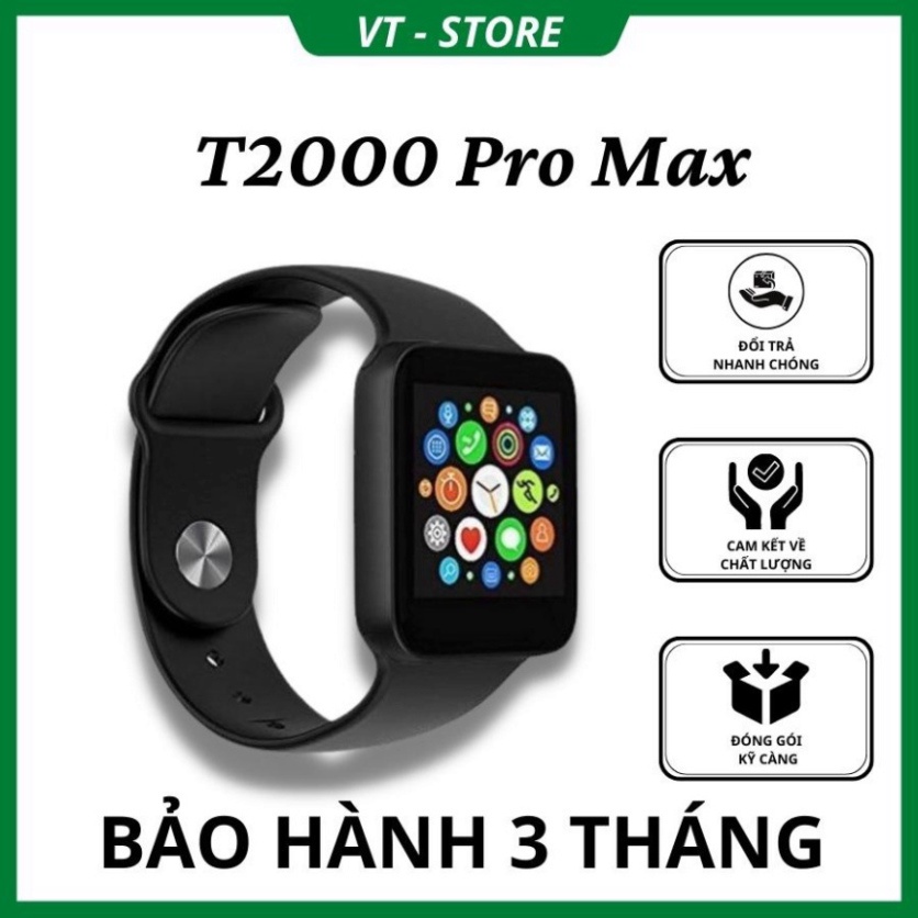 Đồng hồ thông minh T2000 Promax viền thép, Nghe gọi 2 chiều, chơi đươc Game, Màn hình chờ AOD, Lịch, Chia đôi màn hình N