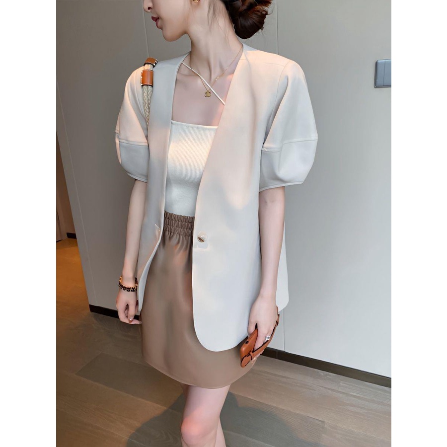 Áo Khoác Vest Mỏng Tay Ngắn Dáng Rộng Thời Trang Mùa Hè Cho Nữ