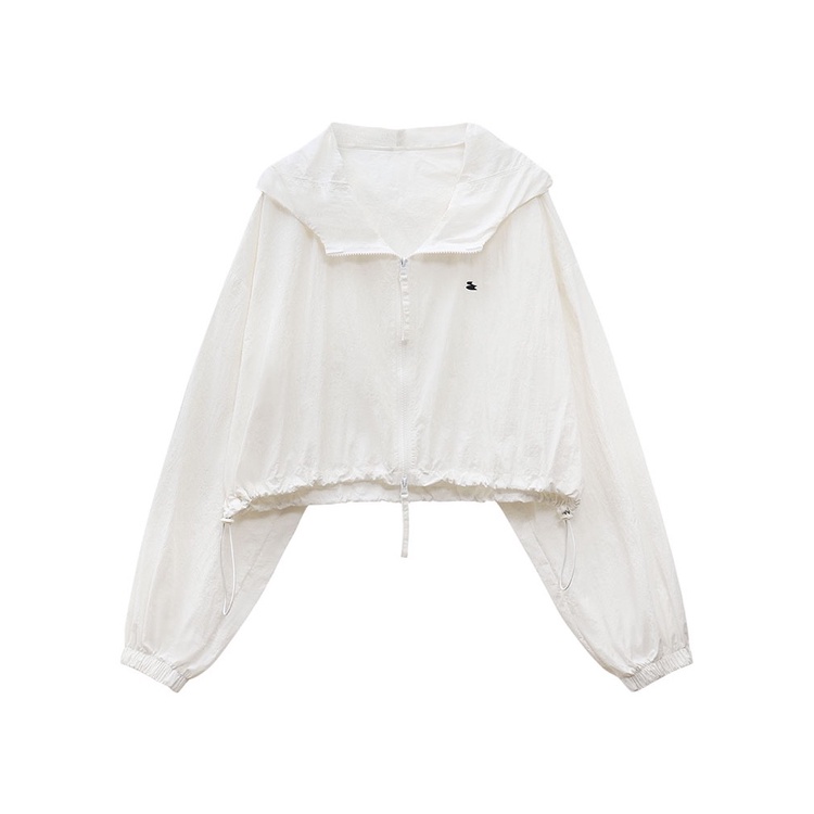 Áo Khoác Chống Nắng Tay Dài Dáng Rộng Có Mũ Trùm Phối Dây Rút Thời Trang Cho Nữ