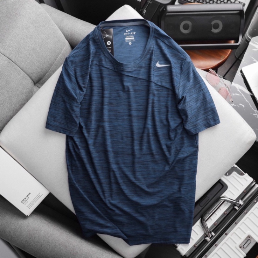 Áo Thun Lạnh Thể Thao Chữ Cổ Tròn Nam, Áo Phông Basic Chất Liệu Dệt Cực Mát Siêu Khô 4 Màu Vải Sược Có Big Size