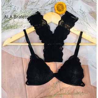 Bộ đồ lót ALA BRALETTE màu đen chất liệu ren mút đệm mỏng áo không gọng