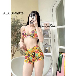 Đồ lót nữ nội y ALA BRALETTE ren cao cấp vải hoa màu vàng kiểu quần đùi sexy