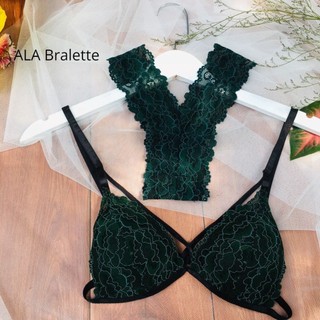 Đồ lót nữ thiết kế màu xanh  ALA BRALETTE sexy gợi cảm chất vải ren cao cấp nâng ngực( cúp nhỏ )