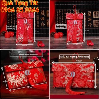 Bao Lì Xì Vải Gấm Cao Cấp Túi gấm đỏ may mắn phong thủy tài lộc