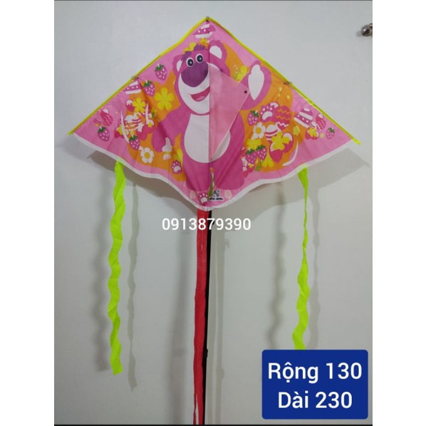 Diều gấu dâu đẹp tặng tay cầm và 50m dây