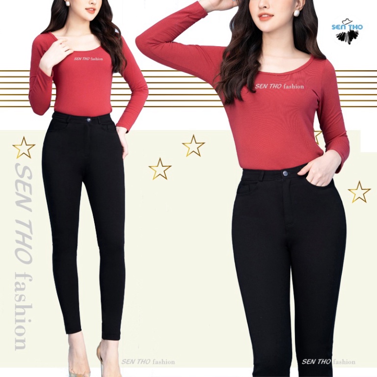 Quần Tregging Nữ Cạp Cao, Màu Đen Chất Vải Umi Hàn Dày Dặn, Siêu Co Giãn,Mặc Tôn Dáng, Chất Đẹp - Hàng mới về