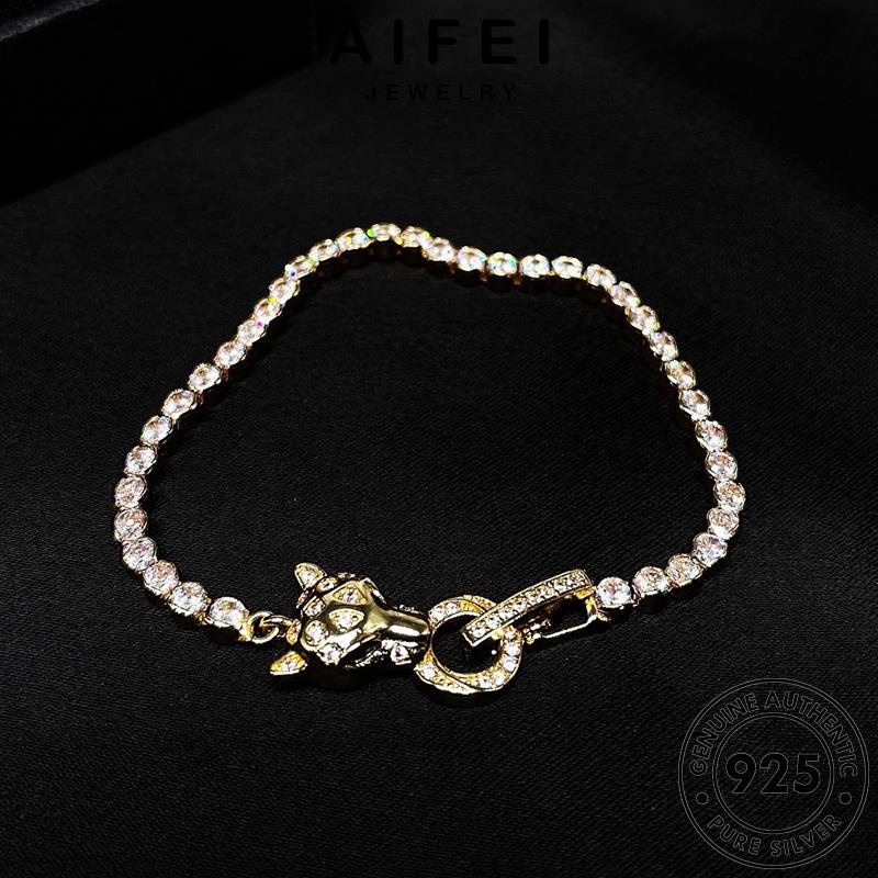 AIFEI JEWELRY hàn phụ cương 925 vòng thật kim nguyên quốc bản lắc bạc kiện thời nữ moissanite trang tay báo đầu vàng sức B533