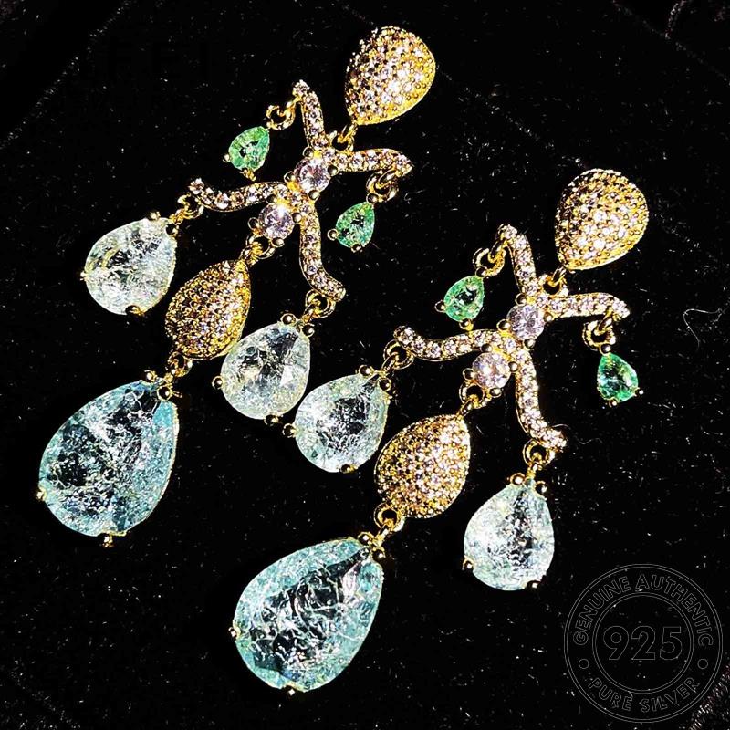 AIFEI JEWELRY bản hình sức thả 925 aquamarine thời nữ quốc trang bạc vành kiện tua Thời phụ khuyên nguyên tai thật bông hàn tròn xỏ E813