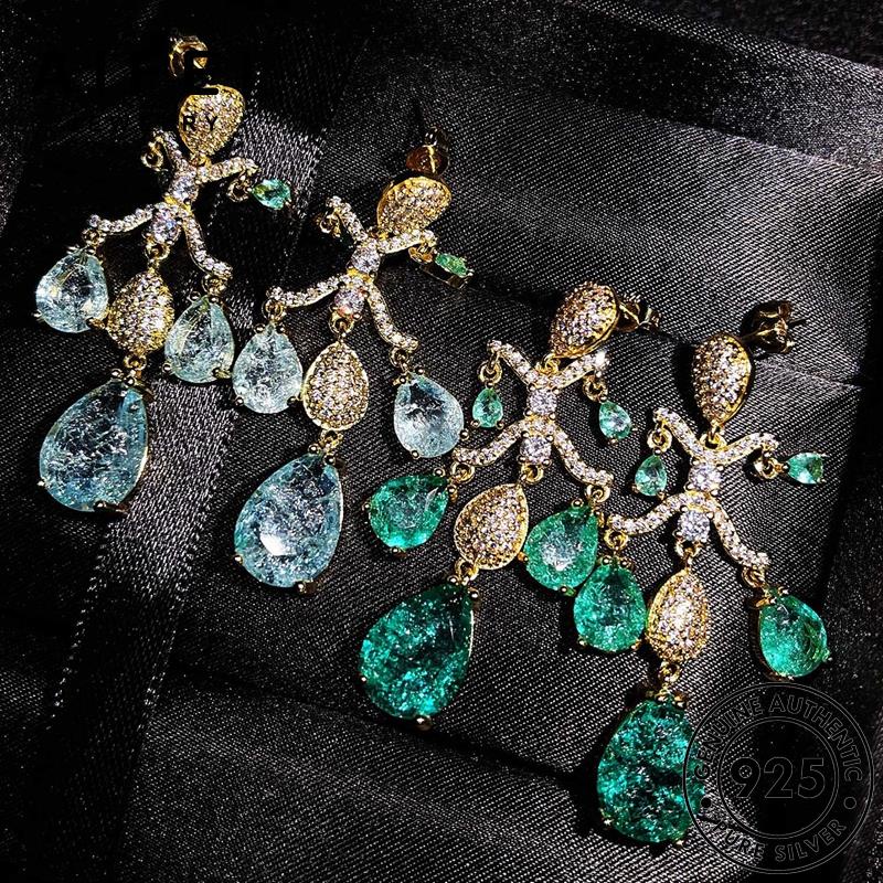 AIFEI JEWELRY bản hình sức thả 925 aquamarine thời nữ quốc trang bạc vành kiện tua Thời phụ khuyên nguyên tai thật bông hàn tròn xỏ E813