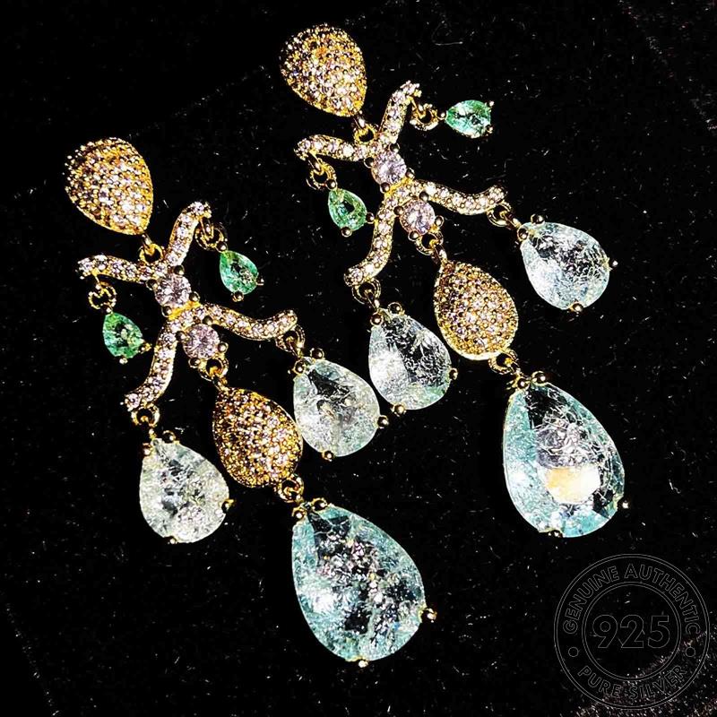 AIFEI JEWELRY bản hình sức thả 925 aquamarine thời nữ quốc trang bạc vành kiện tua Thời phụ khuyên nguyên tai thật bông hàn tròn xỏ E813