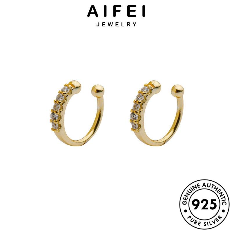 AIFEI JEWELRY tai bản Thời 925 trang quốc vành phụ xỏ nữ hàn kiện thời tròn tròn bạc vàng cương tua sức moissanite bông kim khuyên thật nguyên E837