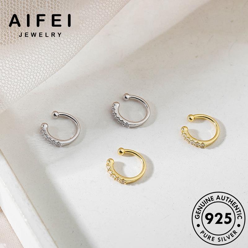 AIFEI JEWELRY tai bản Thời 925 trang quốc vành phụ xỏ nữ hàn kiện thời tròn tròn bạc vàng cương tua sức moissanite bông kim khuyên thật nguyên E837