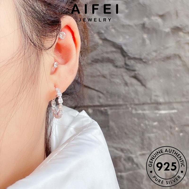 AIFEI JEWELRY thời bạc tua moissanite tròn kiện nữ xỏ hàn tròn khuyên 925 kim trang tai nguyên thật bản Thời bông vành sức cương quốc phụ E896