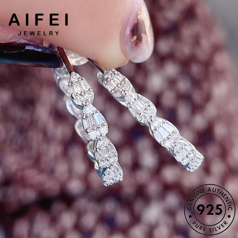 AIFEI JEWELRY thời bạc tua moissanite tròn kiện nữ xỏ hàn tròn khuyên 925 kim trang tai nguyên thật bản Thời bông vành sức cương quốc phụ E896