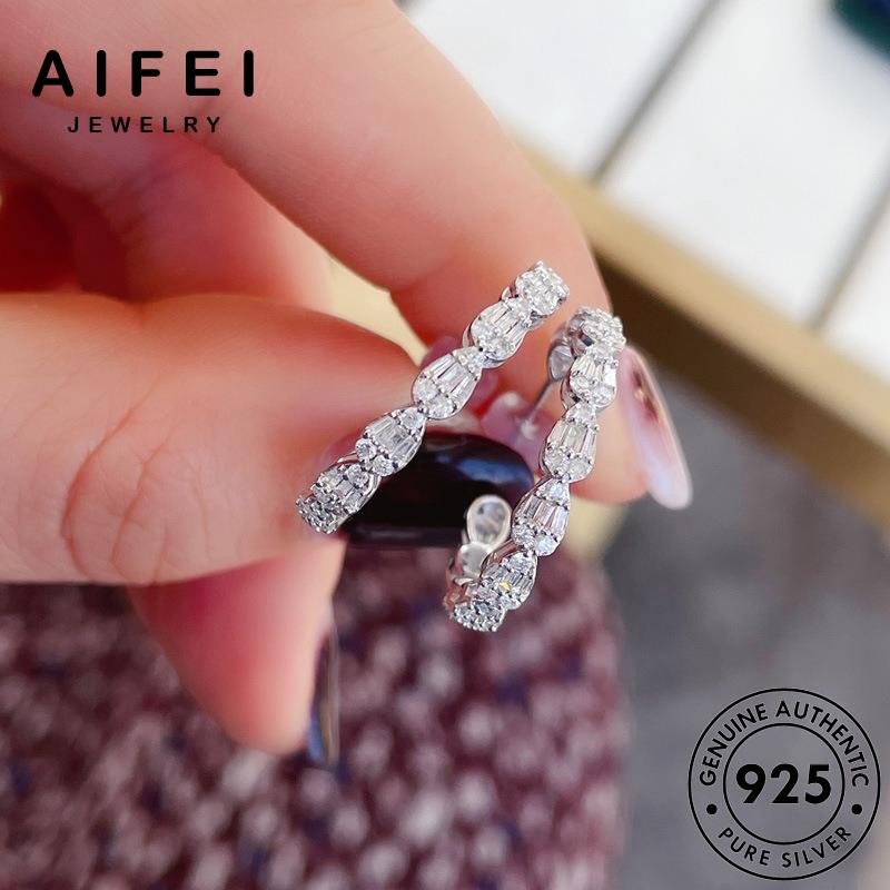 AIFEI JEWELRY thời bạc tua moissanite tròn kiện nữ xỏ hàn tròn khuyên 925 kim trang tai nguyên thật bản Thời bông vành sức cương quốc phụ E896