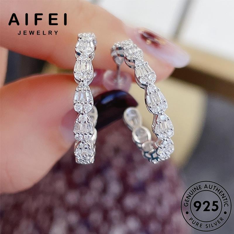 AIFEI JEWELRY thời bạc tua moissanite tròn kiện nữ xỏ hàn tròn khuyên 925 kim trang tai nguyên thật bản Thời bông vành sức cương quốc phụ E896