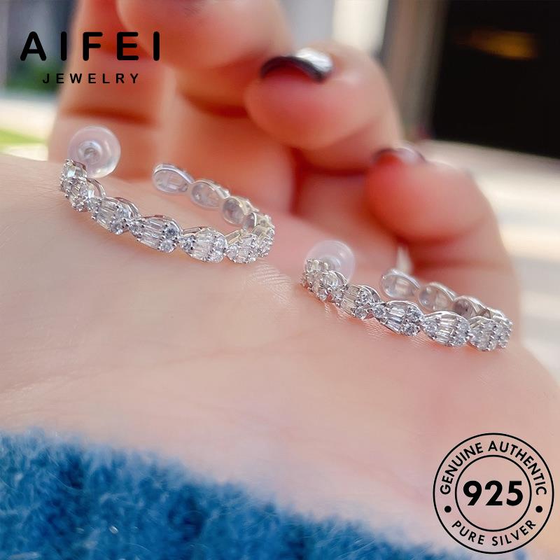 AIFEI JEWELRY thời bạc tua moissanite tròn kiện nữ xỏ hàn tròn khuyên 925 kim trang tai nguyên thật bản Thời bông vành sức cương quốc phụ E896