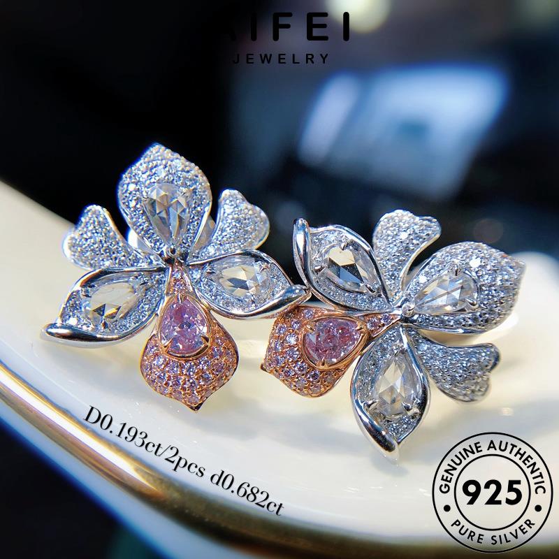 AIFEI JEWELRY nữ kim khuyên xỏ bông phụ nguyên hồng trang tai thời sức bạc Thời kiện thật lan cương thể phong tua hàn tinh bản 925 tròn vành quốc E848