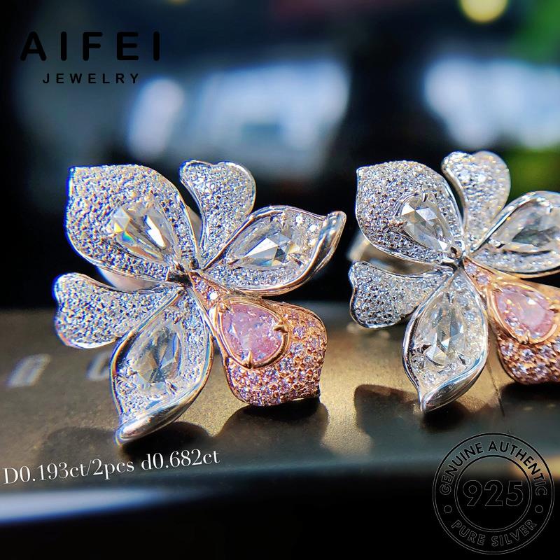 AIFEI JEWELRY nữ kim khuyên xỏ bông phụ nguyên hồng trang tai thời sức bạc Thời kiện thật lan cương thể phong tua hàn tinh bản 925 tròn vành quốc E848