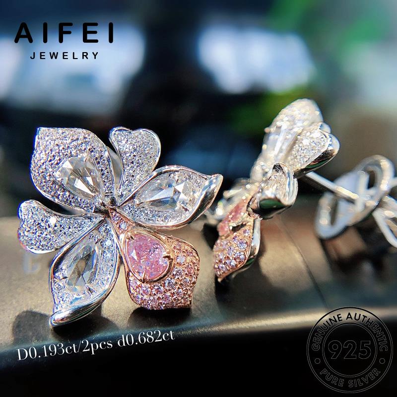 AIFEI JEWELRY nữ kim khuyên xỏ bông phụ nguyên hồng trang tai thời sức bạc Thời kiện thật lan cương thể phong tua hàn tinh bản 925 tròn vành quốc E848
