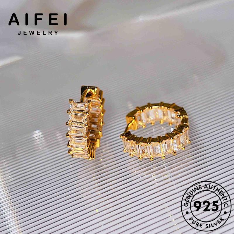 AIFEI JEWELRY tròn phụ kiện kim moissanite nguyên khuyên thật hàn cương quốc thời tai Thời vành bạc bông bản trang 925 nữ tua xỏ sức tròn vàng E994