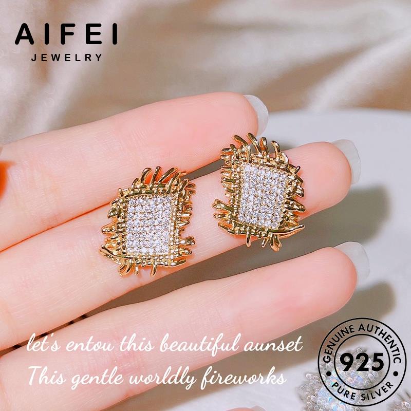 AIFEI JEWELRY đan nguyên thật bông quốc Thời thời xỏ vành khuyên bản kim phụ kiện trang sức tròn 925 cương moissanite tua nữ tai vàng bạc hàn E1000