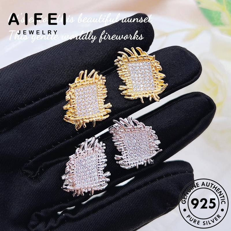 AIFEI JEWELRY đan nguyên thật bông quốc Thời thời xỏ vành khuyên bản kim phụ kiện trang sức tròn 925 cương moissanite tua nữ tai vàng bạc hàn E1000