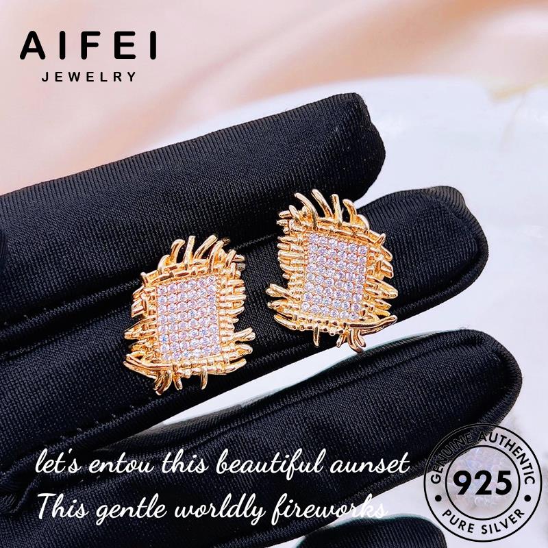 AIFEI JEWELRY đan nguyên thật bông quốc Thời thời xỏ vành khuyên bản kim phụ kiện trang sức tròn 925 cương moissanite tua nữ tai vàng bạc hàn E1000