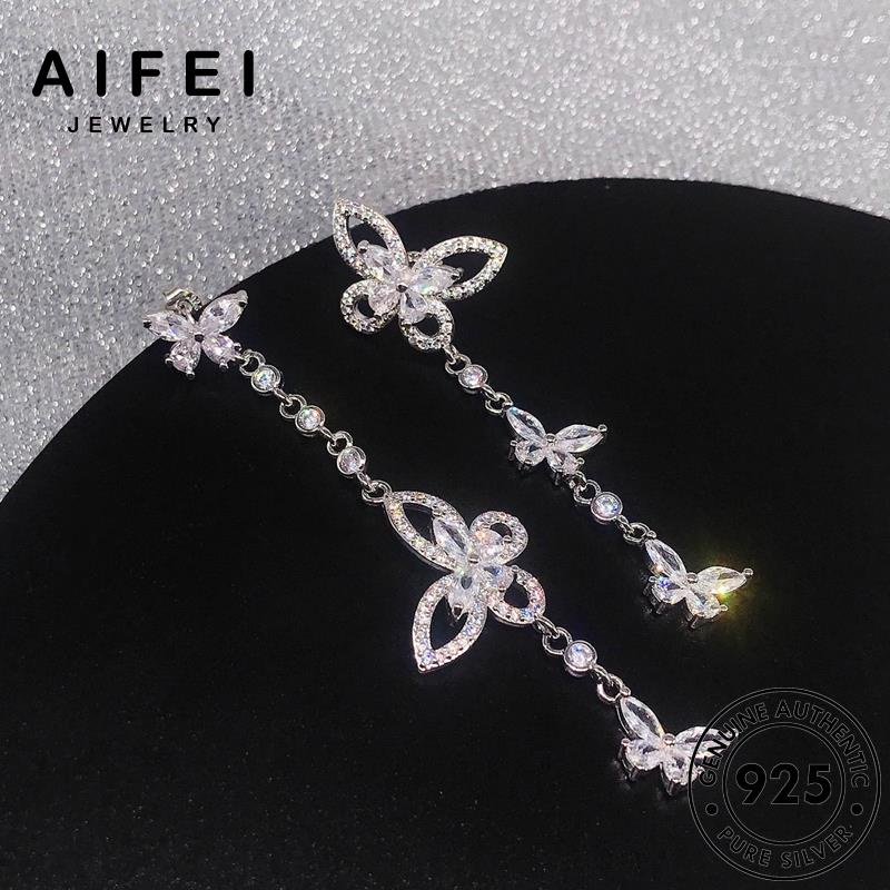 AIFEI JEWELRY bướm Thời xỏ tròn khuyên nguyên trang kim cương sức bông hàn kiện phụ bươm thời thật tua bản tai moissanite bạc quốc vành nữ 925 E1013