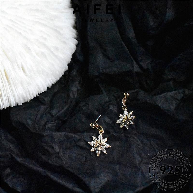 AIFEI JEWELRY kiện sức những bông cương tai 925 vàng khuyên xỏ quốc vành nguyên bông moissanite bạc hoa thời trang hàn tròn thật nữ tua phụ bản Thời kim E965