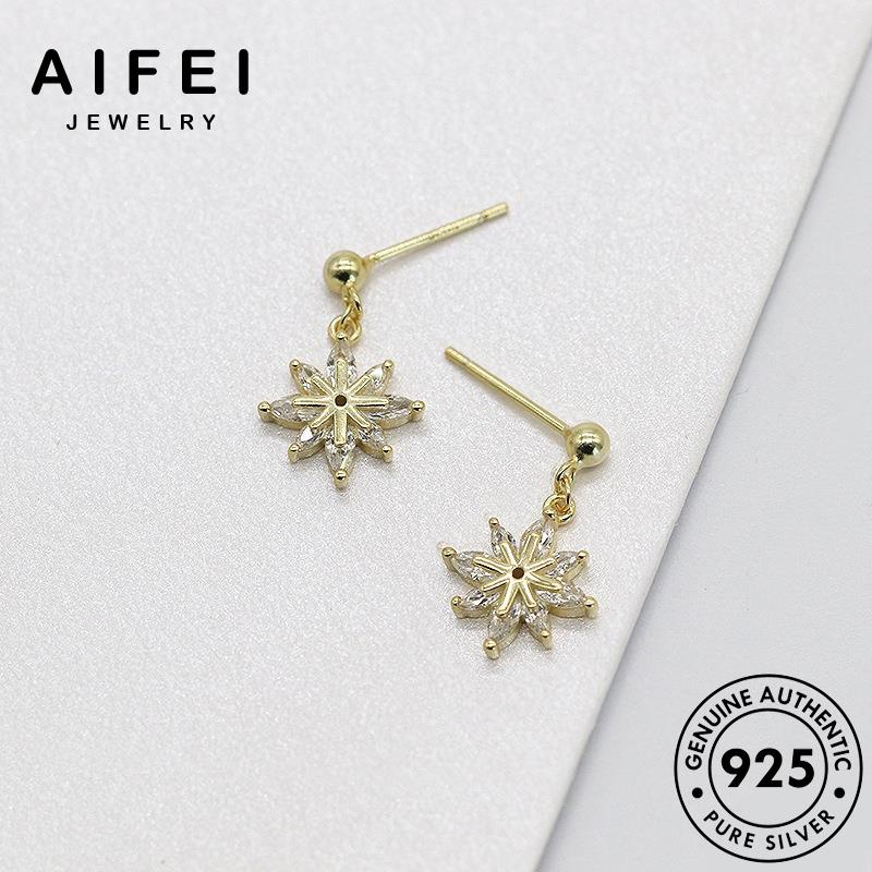 AIFEI JEWELRY kiện sức những bông cương tai 925 vàng khuyên xỏ quốc vành nguyên bông moissanite bạc hoa thời trang hàn tròn thật nữ tua phụ bản Thời kim E965
