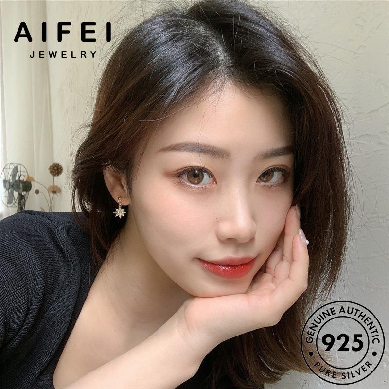 AIFEI JEWELRY kiện sức những bông cương tai 925 vàng khuyên xỏ quốc vành nguyên bông moissanite bạc hoa thời trang hàn tròn thật nữ tua phụ bản Thời kim E965