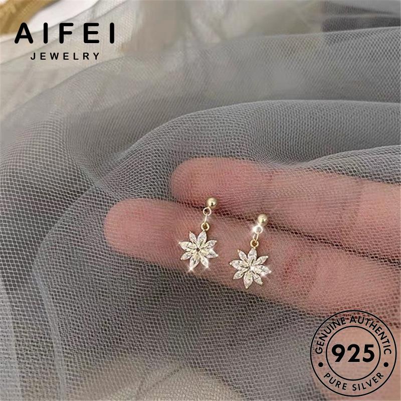 AIFEI JEWELRY kiện sức những bông cương tai 925 vàng khuyên xỏ quốc vành nguyên bông moissanite bạc hoa thời trang hàn tròn thật nữ tua phụ bản Thời kim E965