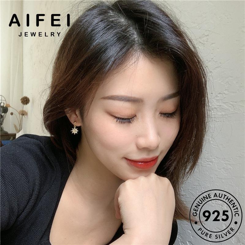AIFEI JEWELRY kiện sức những bông cương tai 925 vàng khuyên xỏ quốc vành nguyên bông moissanite bạc hoa thời trang hàn tròn thật nữ tua phụ bản Thời kim E965
