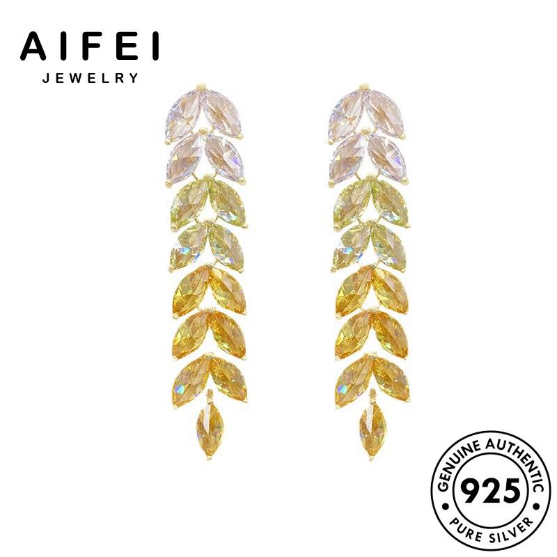 AIFEI JEWELRY bông thật nguyên tròn 925 khuyên xỏ vàng sức phụ tai trang Thời bản tua kiện thời hàn bạc nữ quốc lá citrine vành E1043