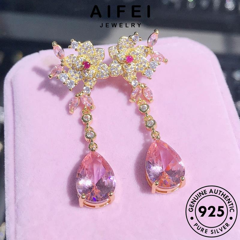 AIFEI JEWELRY cương tai 925 kiện nữ trang khuyên phụ bản hàn bông tua thả xỏ hình nguyên hồng tinh tròn thể Thời vành sức kim bạc quốc thật thời E1044