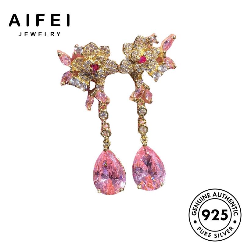 AIFEI JEWELRY cương tai 925 kiện nữ trang khuyên phụ bản hàn bông tua thả xỏ hình nguyên hồng tinh tròn thể Thời vành sức kim bạc quốc thật thời E1044