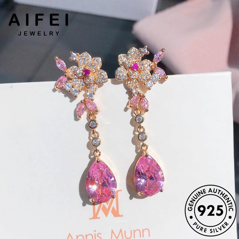 AIFEI JEWELRY cương tai 925 kiện nữ trang khuyên phụ bản hàn bông tua thả xỏ hình nguyên hồng tinh tròn thể Thời vành sức kim bạc quốc thật thời E1044