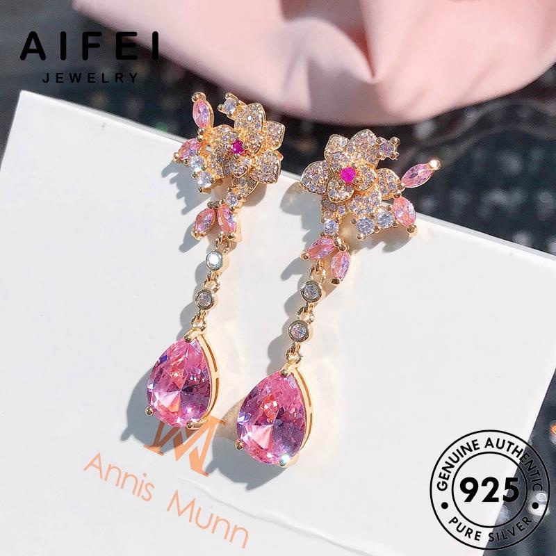AIFEI JEWELRY cương tai 925 kiện nữ trang khuyên phụ bản hàn bông tua thả xỏ hình nguyên hồng tinh tròn thể Thời vành sức kim bạc quốc thật thời E1044