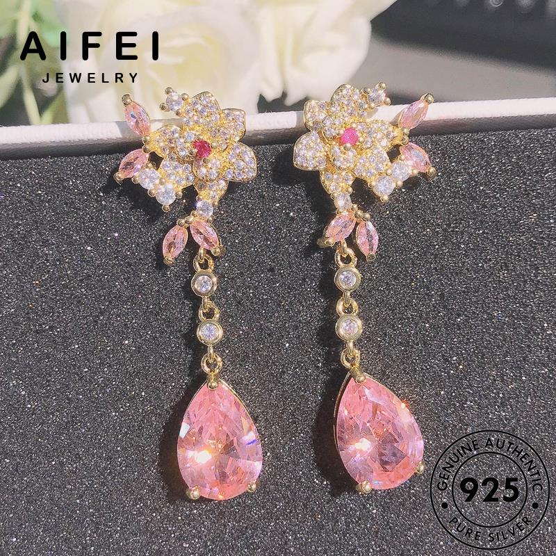 AIFEI JEWELRY cương tai 925 kiện nữ trang khuyên phụ bản hàn bông tua thả xỏ hình nguyên hồng tinh tròn thể Thời vành sức kim bạc quốc thật thời E1044