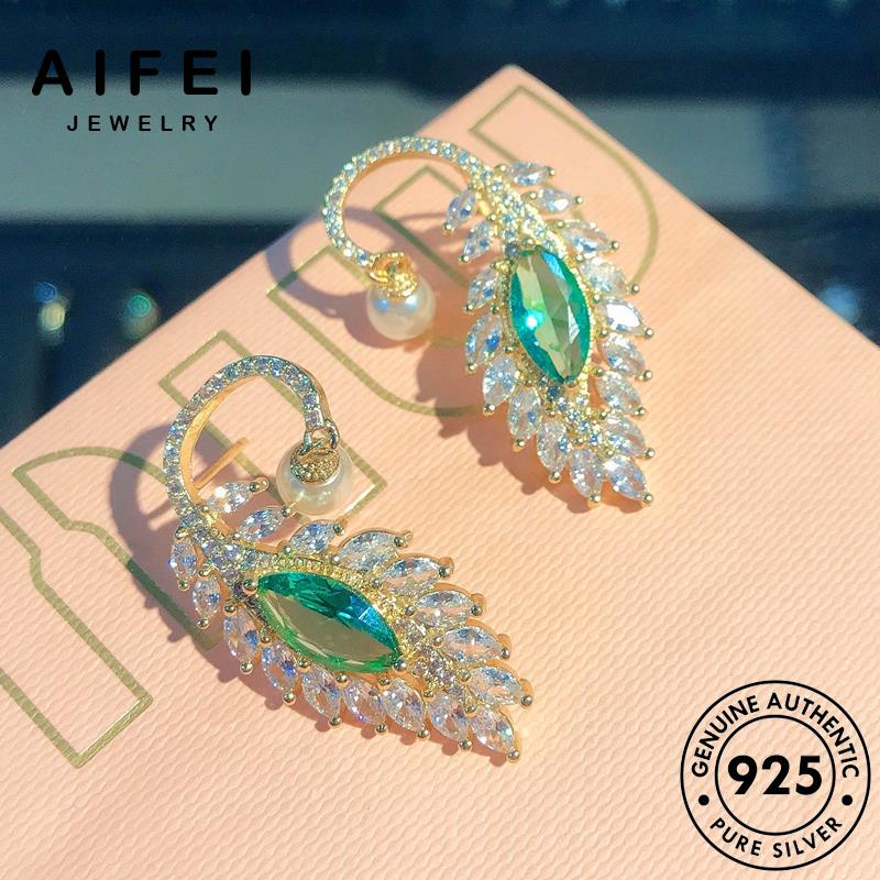 AIFEI JEWELRY bản bảo lục kiện sức trang công phụ Thời quốc nữ tua hàn xỏ tai bạc thời khuyên thật ngọc bông 925 nguyên tròn vành lông E1063