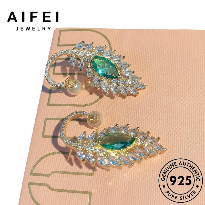AIFEI JEWELRY bản bảo lục kiện sức trang công phụ Thời quốc nữ tua hàn xỏ tai bạc thời khuyên thật ngọc bông 925 nguyên tròn vành lông E1063