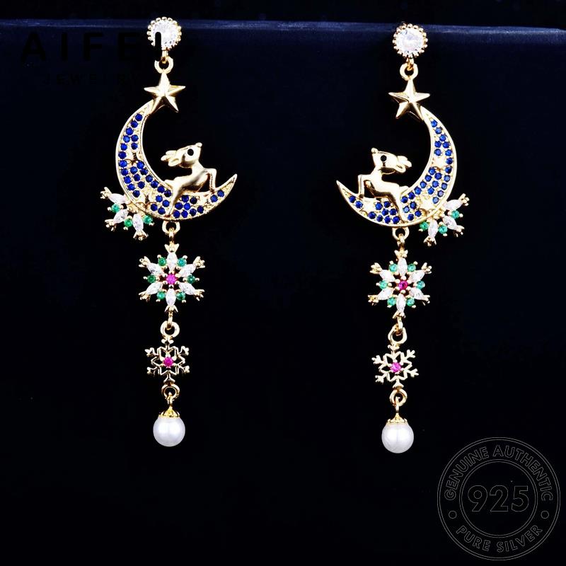 AIFEI JEWELRY thời kiện phụ khuyên 925 bông tuyết Thời xỏ trang trai bạc ngọc sức bông nguyên hàn quốc bản tròn thật vành tua tai vàng nữ E1066