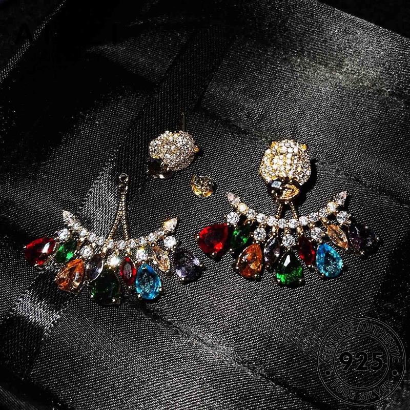 AIFEI JEWELRY tròn bản kiện tai thời Thời bông hổ phụ thật hồng khuyên ngọc hàn quốc nguyên trang bạc vành nữ đầu sức 925 vàng xỏ tua E1140