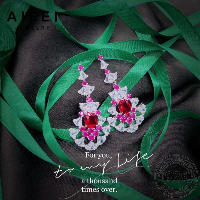 AIFEI JEWELRY hồng khuyên bản bạc tai tua vành tròn thời hàn sức quốc nữ thật nguyên kiện tiên 925 Thời trang bông ngọc phụ lông xỏ E1209