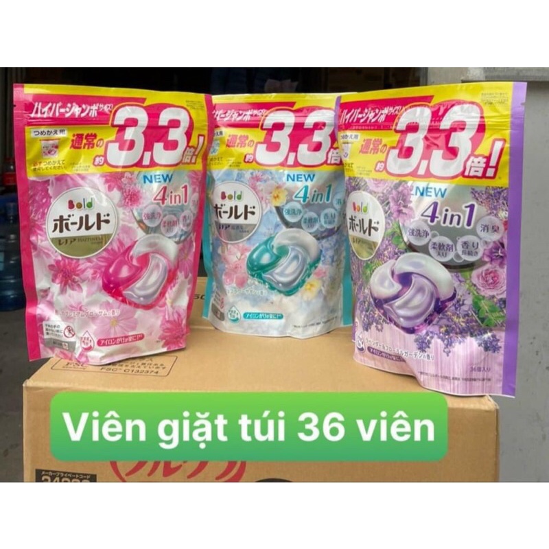 VIÊN GIẶT XẢ BOLD 4 IN 1 NHẬT BẢN - Túi to 36 viên siêu tiết kiệm
